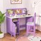 Purple Kids Desk with Chair for Study and Play Cabinet and Storage Shelves Cork Board and Marker